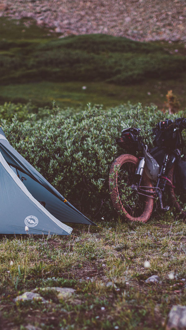 Camping out with a bikepacking bike, New Zealand.